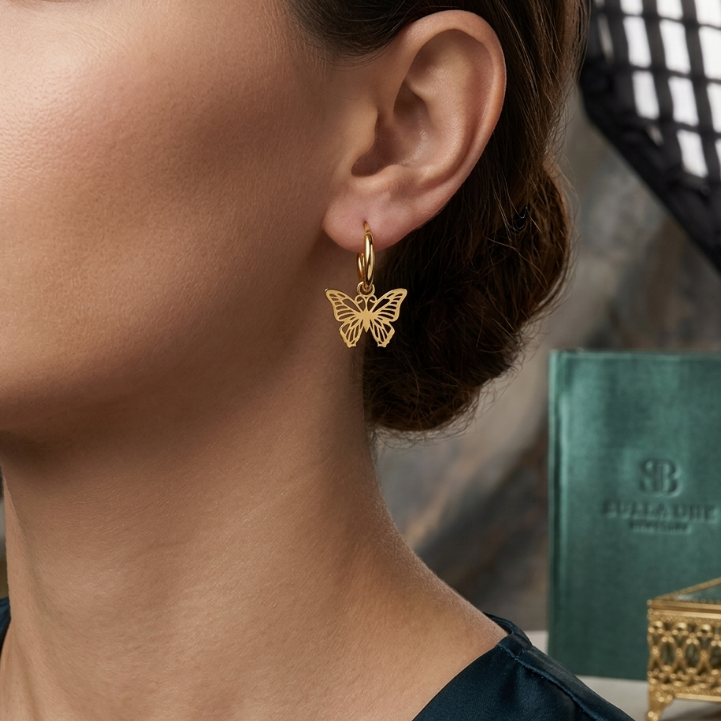 Elysia Butterfly Hoop Earrings