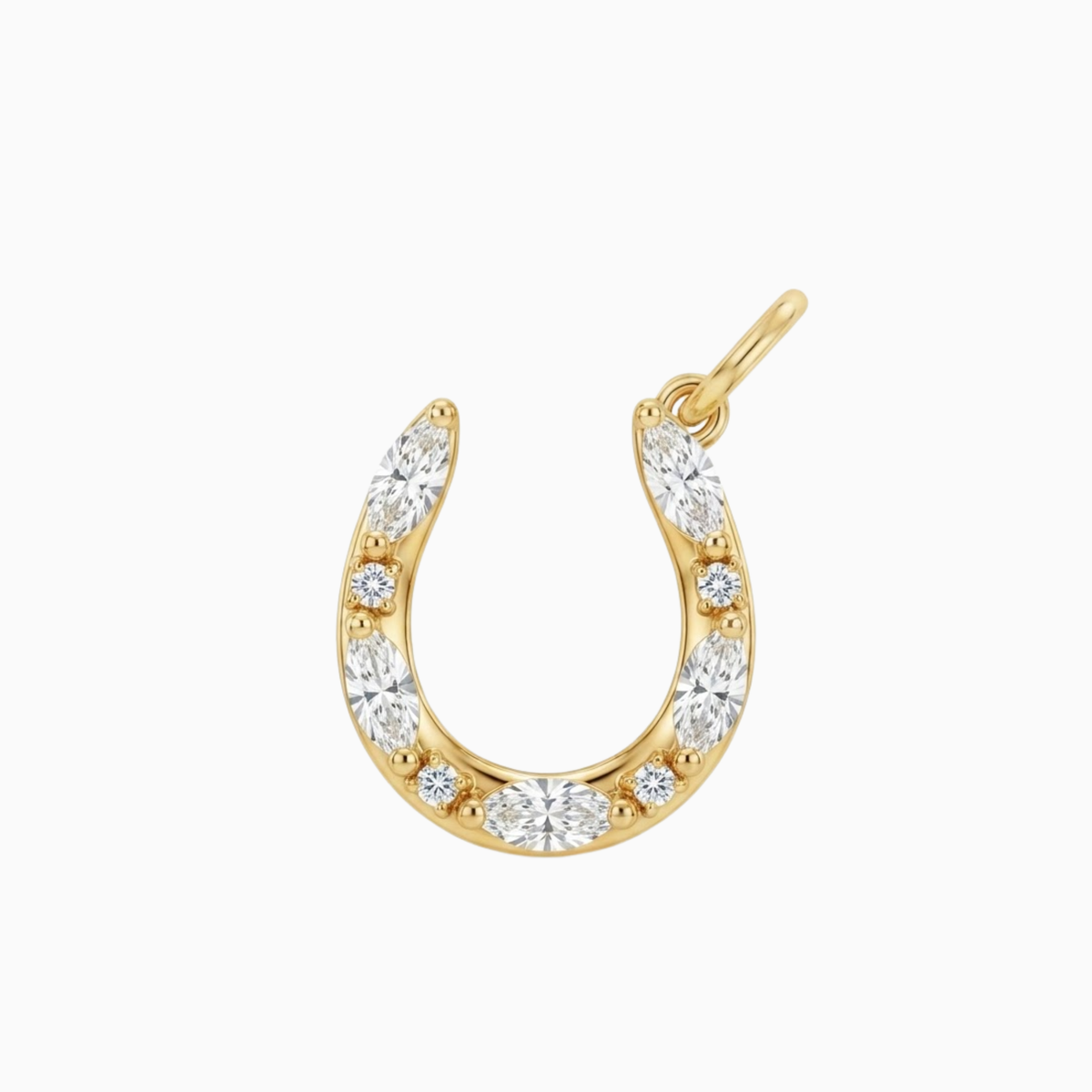Charms - Gold Gem Horseshoe Pendant