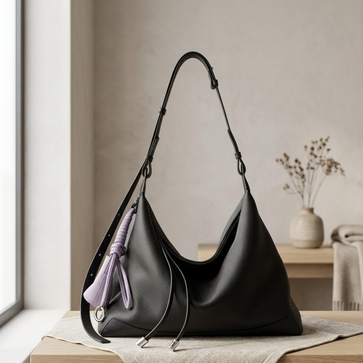 Sac fourre-tout minimaliste dumpling en cuir véritable Angela
