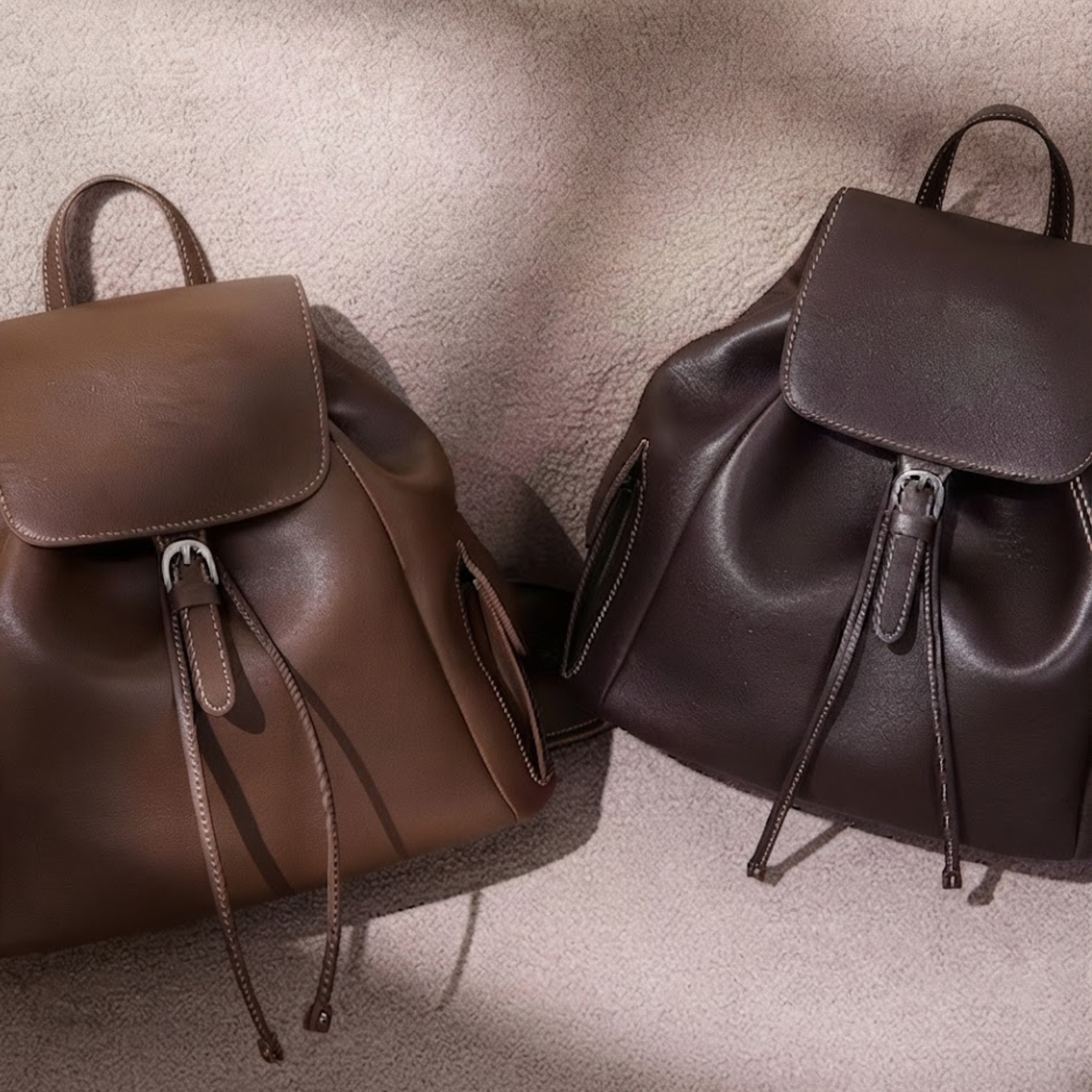 Justinia Leather Drawstring Backpack