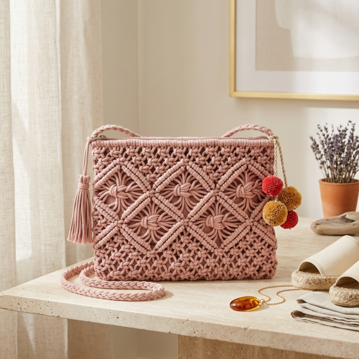 Stylish Tassel Woven Crossbody Bag - Sustainable Bag