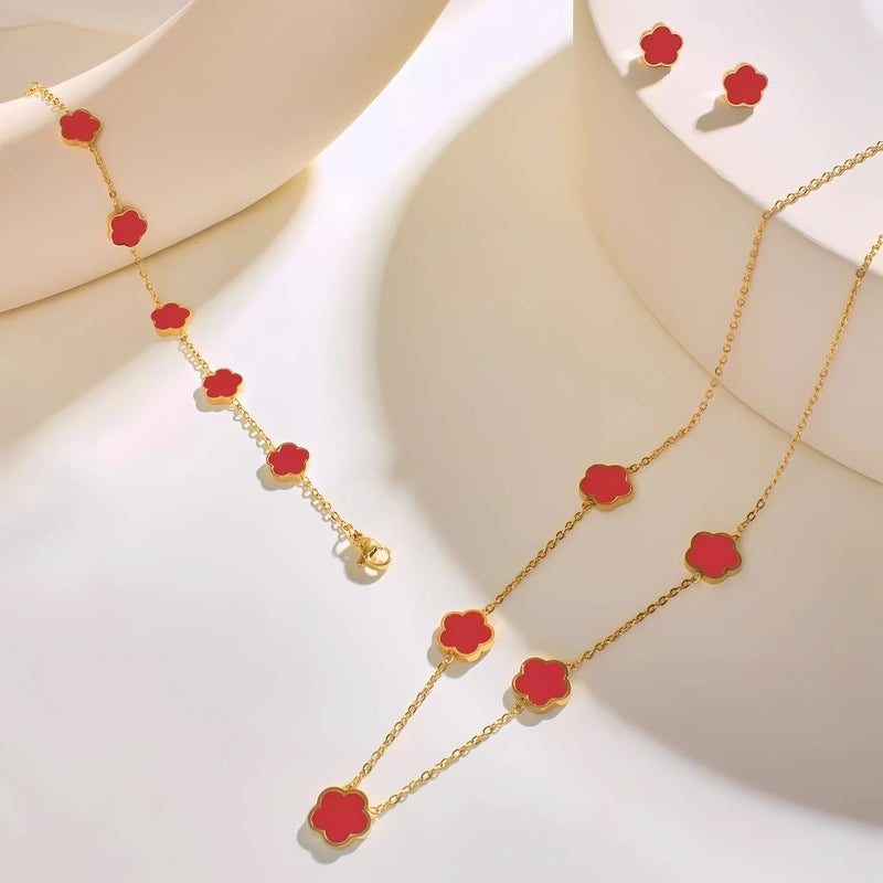 Clover Harmony Jewelry Set - Necklace, Bracelet & Earrings