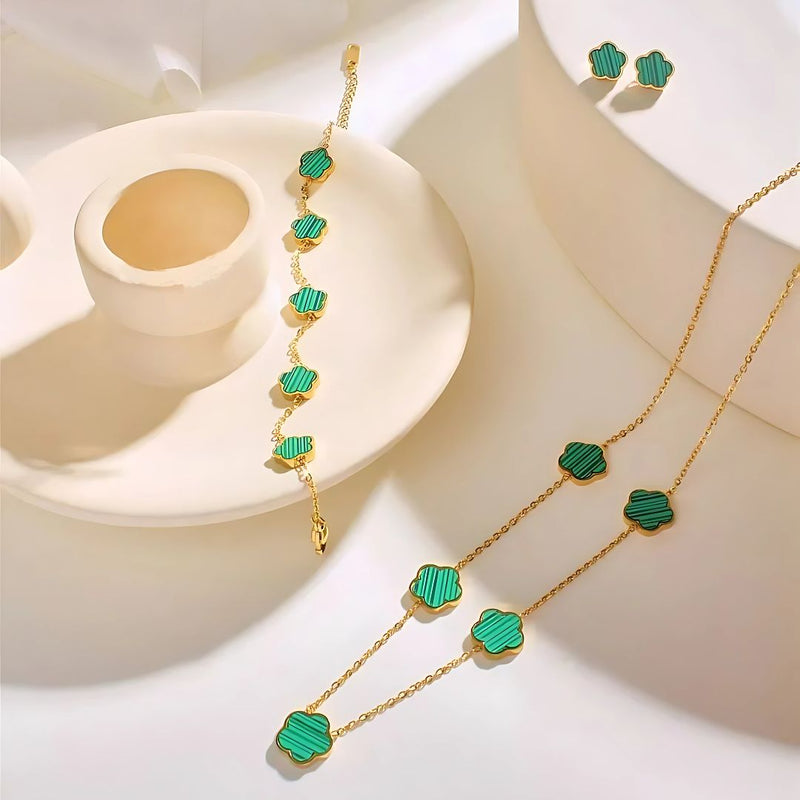 Clover Harmony Jewelry Set - Necklace, Bracelet & Earrings