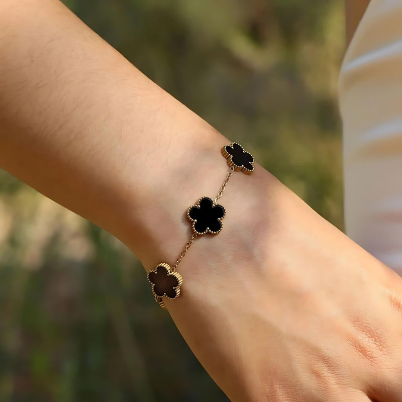 Five-Leaf Multi Clover Bracelet with Shell Accents