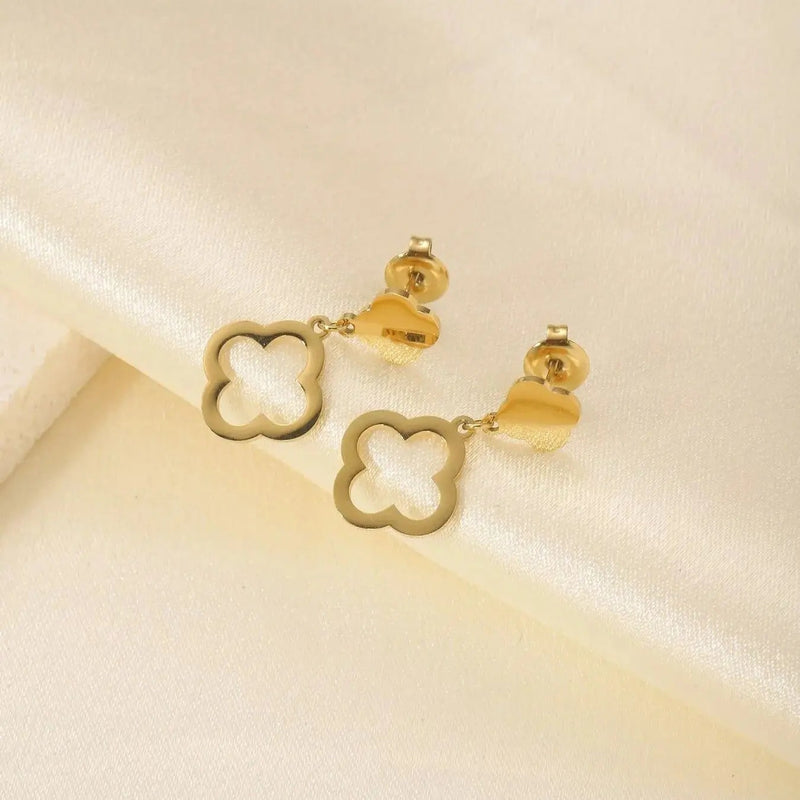 Hollowed Clover Pendant Earrings - Gold & Silver Plated Luxury Jewelry