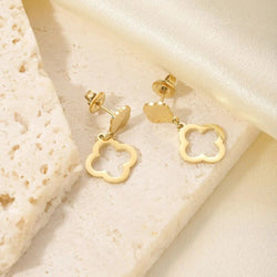 Hollowed Clover Pendant Earrings - Gold & Silver Plated Luxury Jewelry