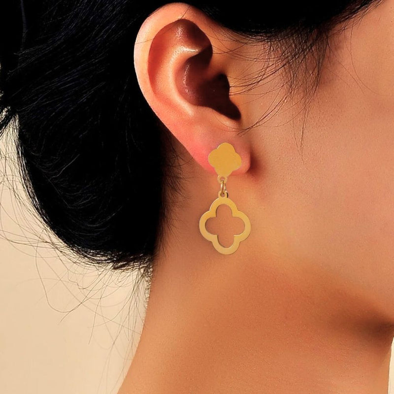 Hollowed Clover Pendant Earrings - Gold & Silver Plated Luxury Jewelry