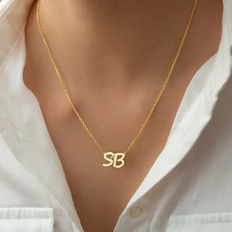 Personalized Siara Heart Initial Necklace – Custom Gold & Silver Heart Pendant