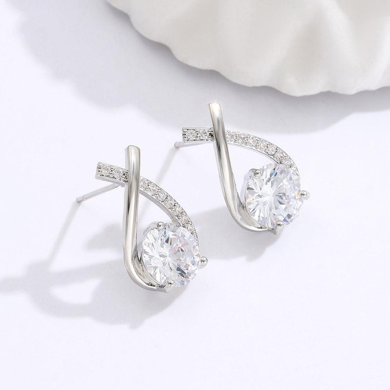 Shining Cross Styled Diamond Cut Earring