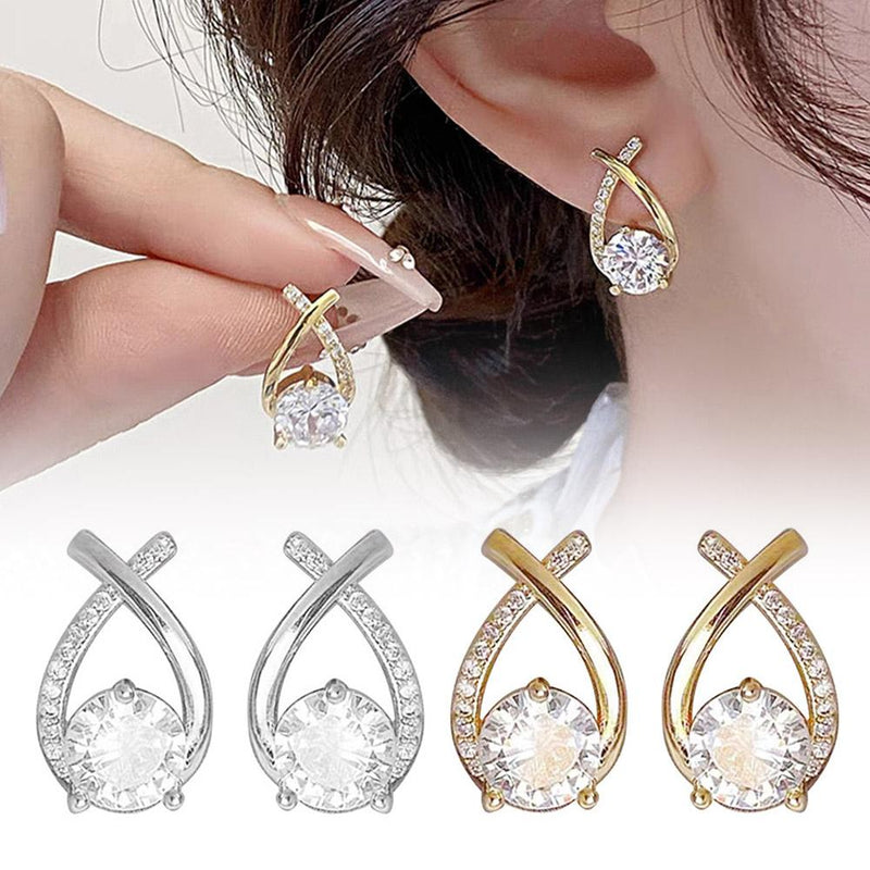 Shining Cross Styled Diamond Cut Earring