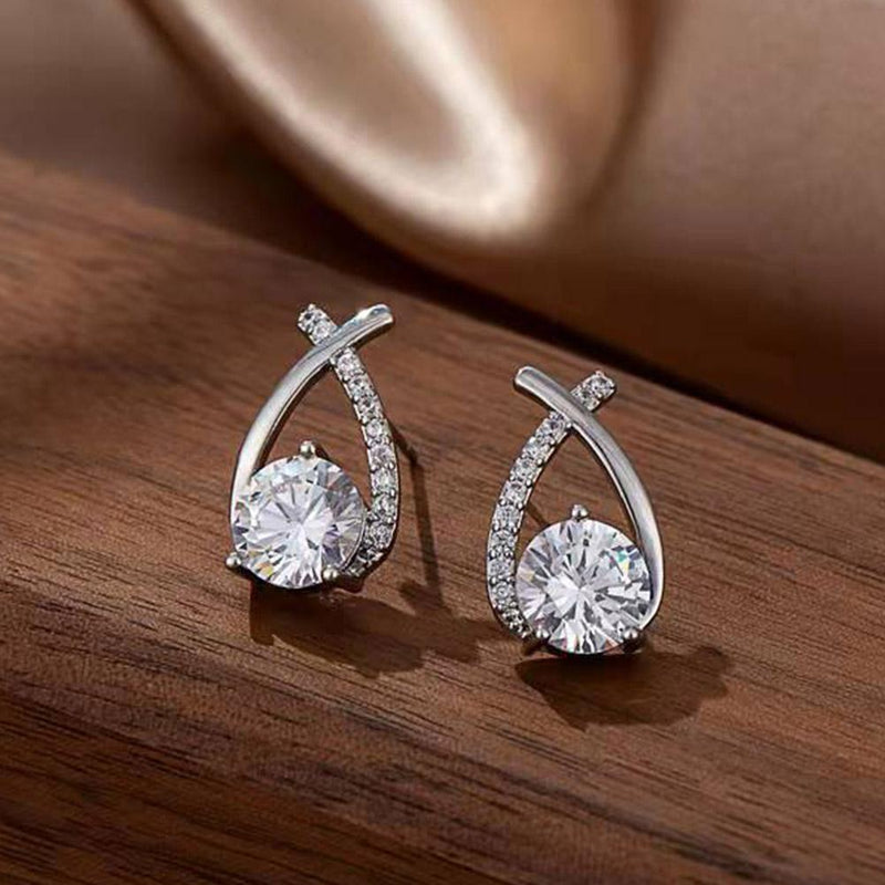 Shining Cross Styled Diamond Cut Earring