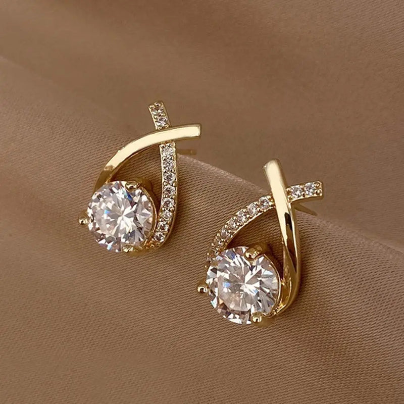 Shining Cross Styled Diamond Cut Earring