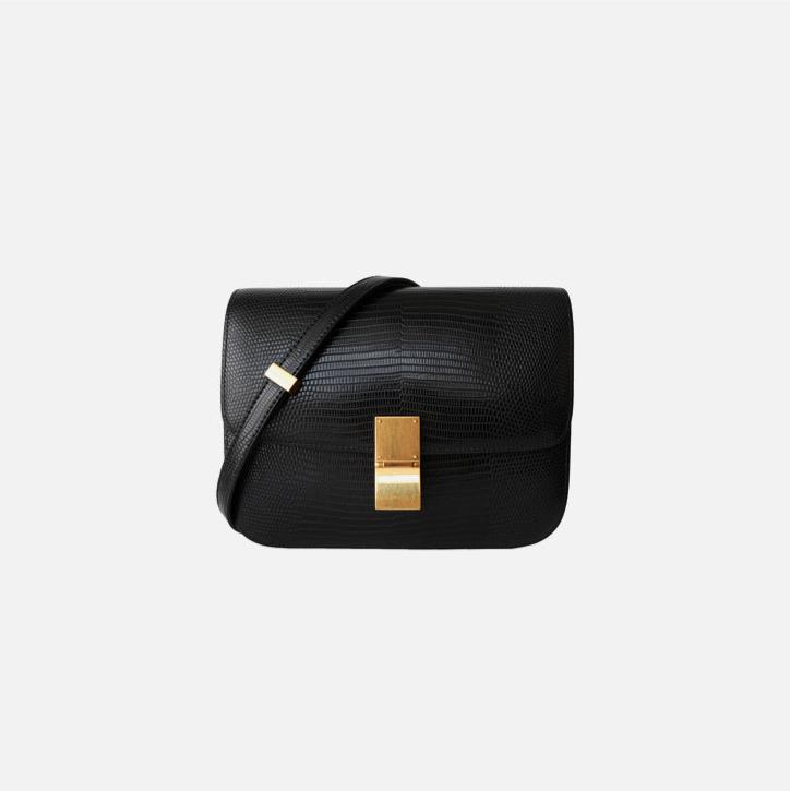 Borsa a tracolla in pelle con texture lucertola Valentina