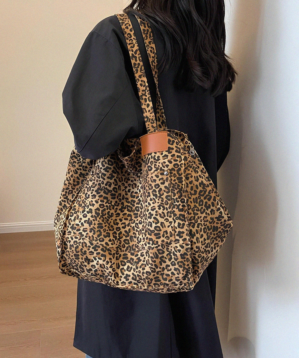 Savanna Luxe Oversized Leopard Canvas Tote