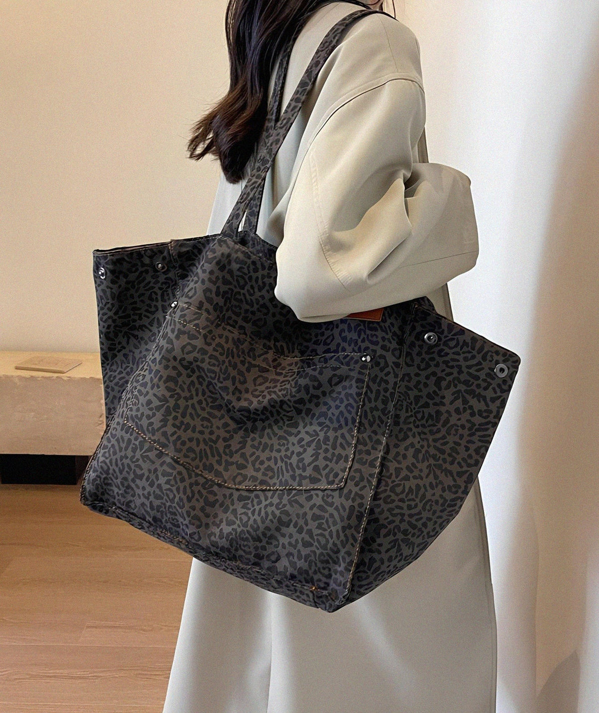Sac cabas surdimensionné en toile léopard Savanna Luxe