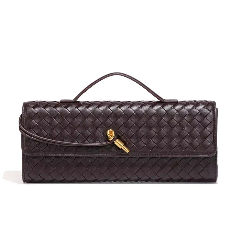 Pochette chic en cuir végan tissé