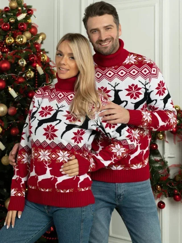 Elk Theme Couple Sweater