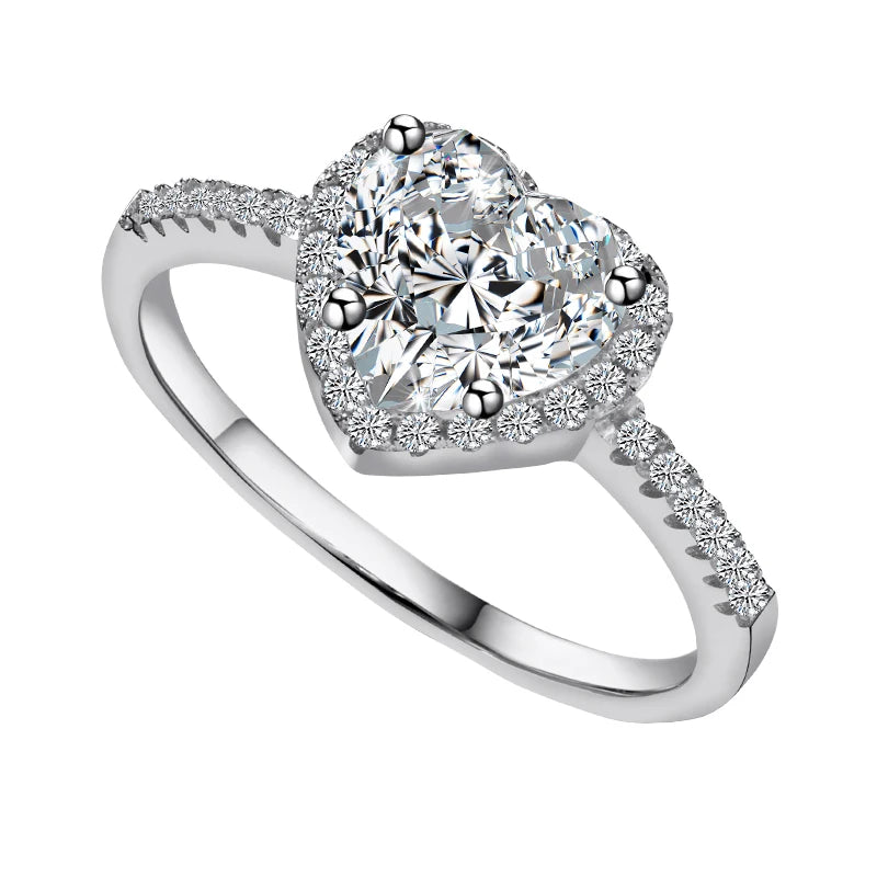 Single Stone Heart Diamond Cut Promise Ring