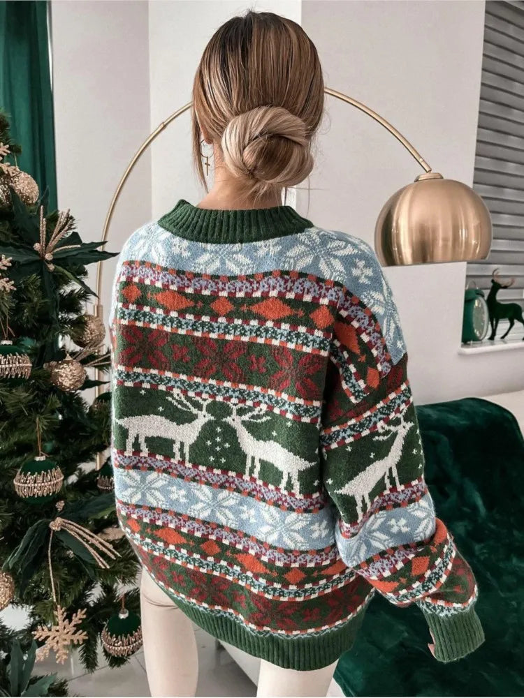 Royal Reindeer Pattern Sweater