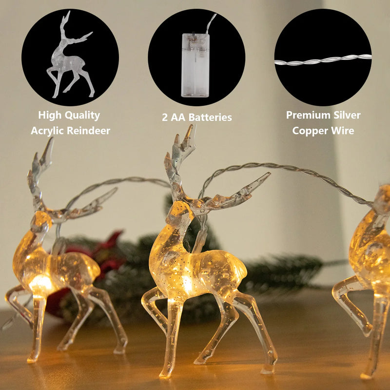 Christmas Reindeer with Warm Yellow LED Light (1 Pc)