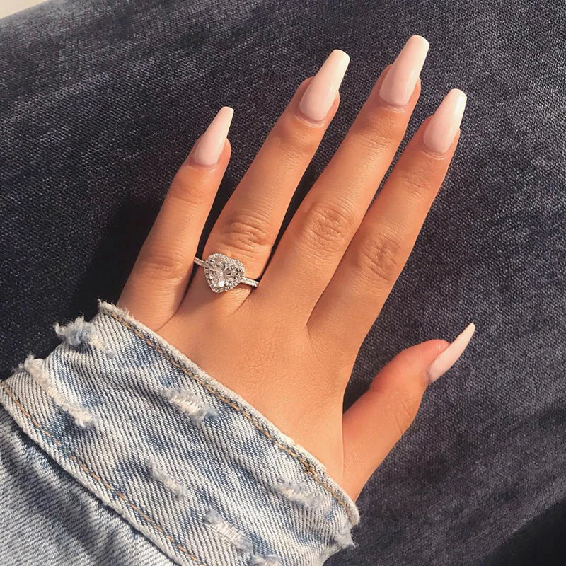 Single Stone Heart Diamond Cut Promise Ring