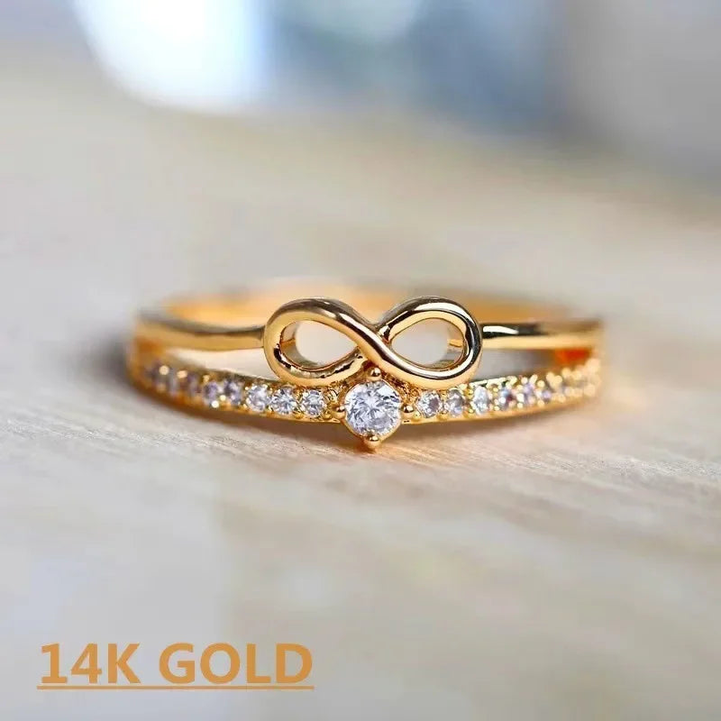 Infinity Diamond Cut and Gold Plated Promise Ring