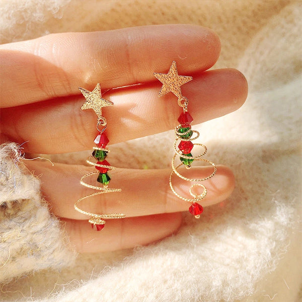 Christmas Swirling Tree Earrings