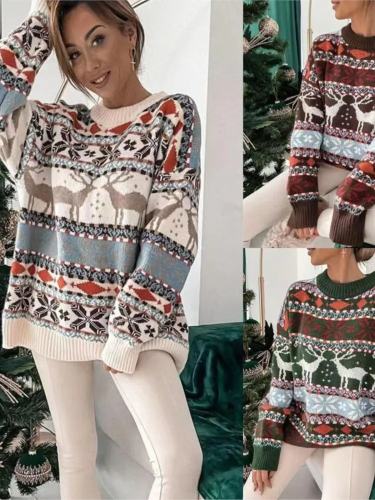 Royal Reindeer Pattern Sweater