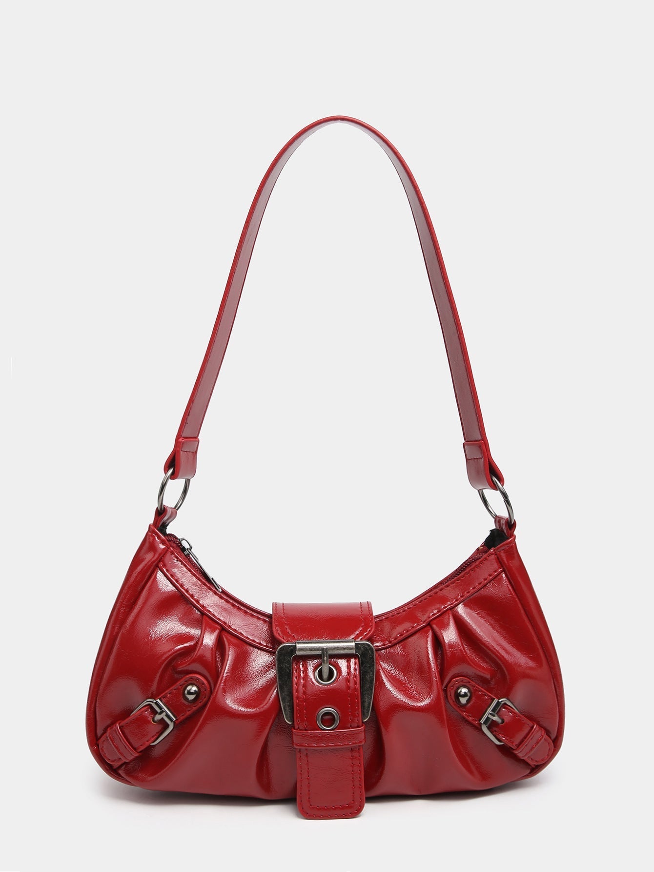 Urban Muse Distressed Faux Leather Buckle Hobo Bag
