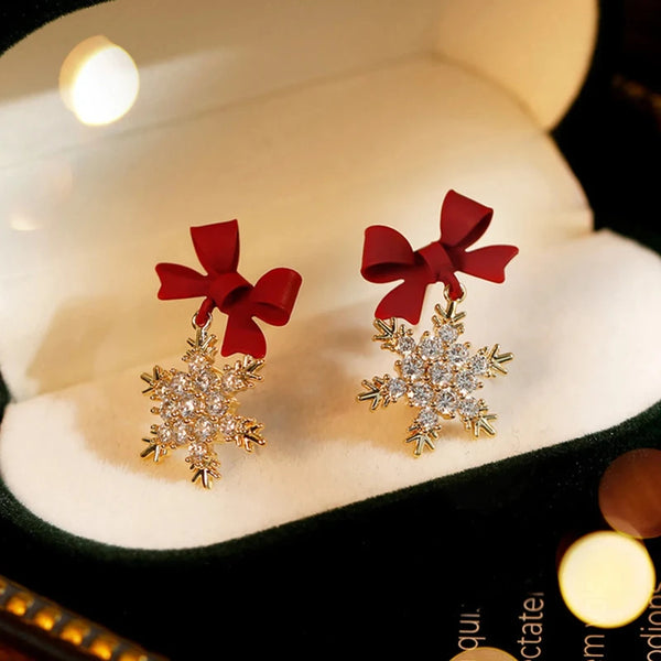 Snowflake Earrings with Bow