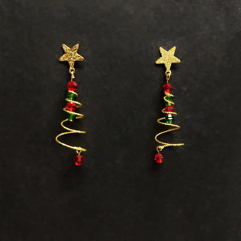 Christmas Swirling Tree Earrings