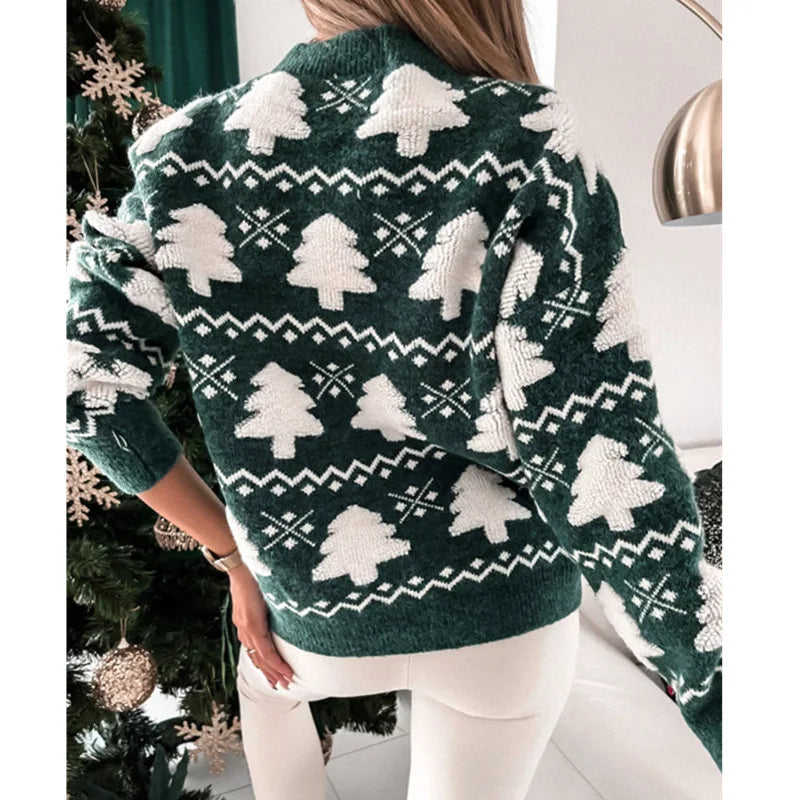 Handcrafted Tree Patter Christmas Sweater