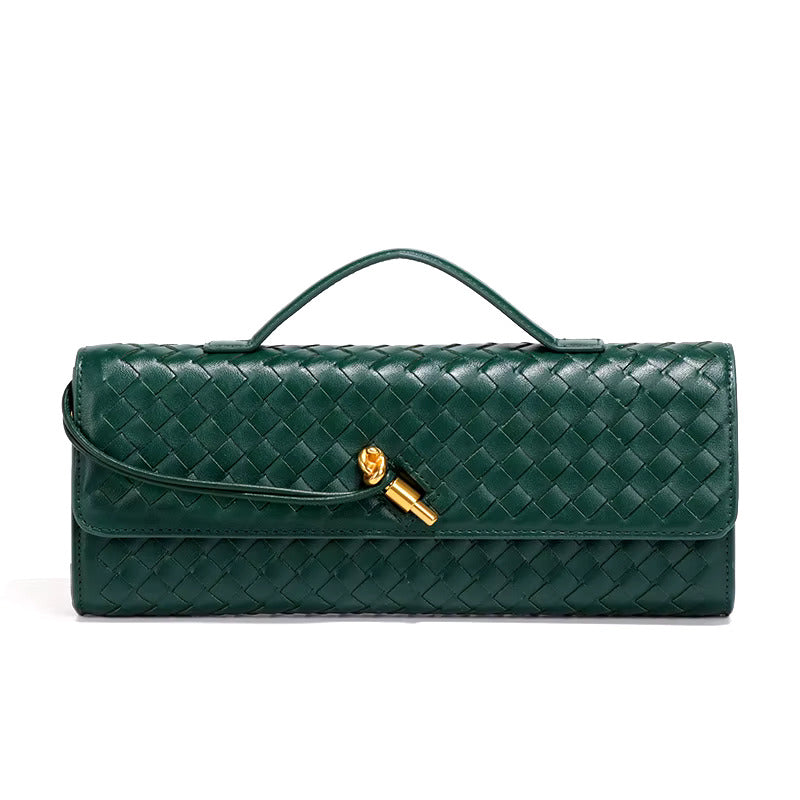 Pochette chic en cuir végan tissé