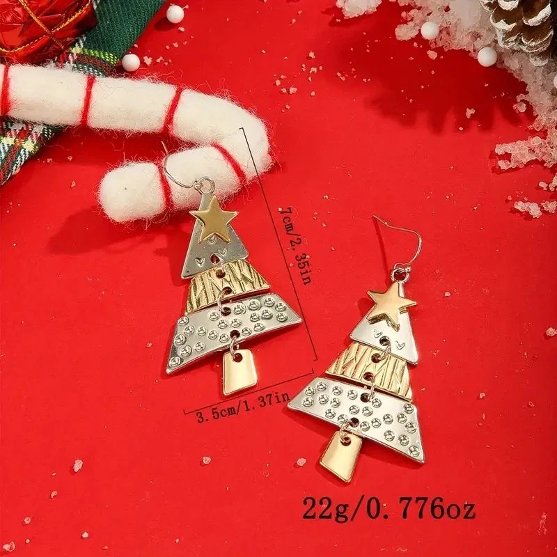 Vintage Metallic Christmas Tree Earrings