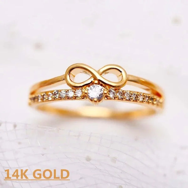 Infinity Diamond Cut and Gold Plated Promise Ring