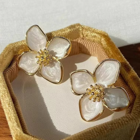 Elegant Hibiscus Dropped Glaze Flower Stud Earrings for Women Delicate  Floral Jewelry by Ariadne