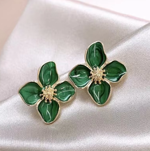 Elegant Hibiscus Dropped Glaze Flower Stud Earrings for Women - Delicate Floral Jewelry by Ariadne