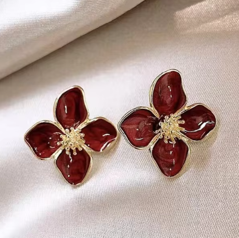 Elegant Hibiscus Dropped Glaze Flower Stud Earrings for Women - Delicate Floral Jewelry by Ariadne