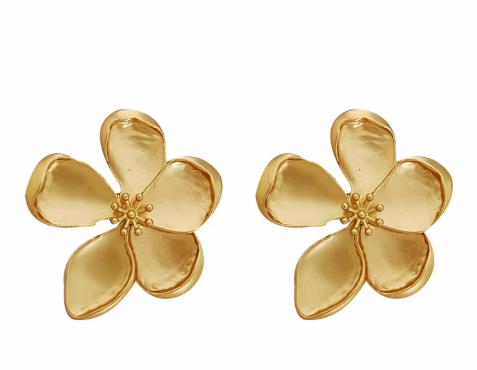 Elegant Metallic Flower Stud Earrings for Women