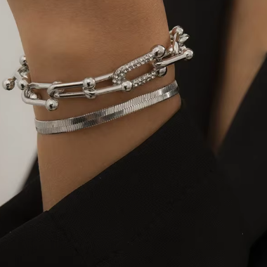 Link Chain Set 2-in-1 Elegant Bracelet and Hoop Link Chain Jewelry Set – Perfect for