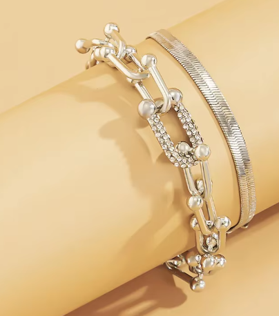 2-in-1 Elegant Bracelet and Hoop Link Chain Jewelry Set – Perfect for Any Occasion