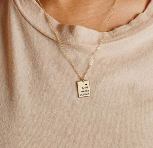 Personalised Rectangular Message Necklace