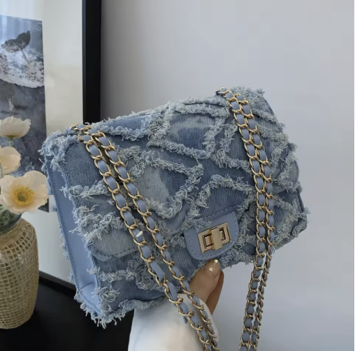 Celeste Quilted Denim Chain Bag