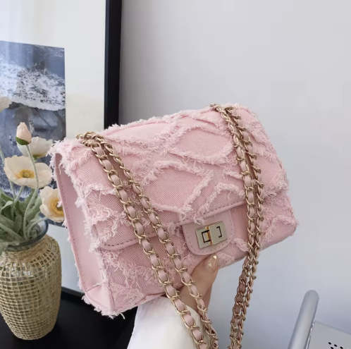 Celeste Quilted Denim Chain Bag
