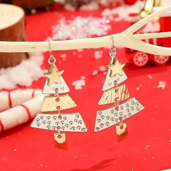 Vintage Metallic Christmas Tree Earrings