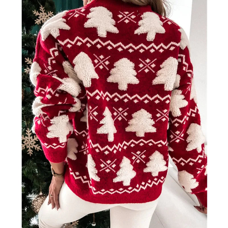 Handcrafted Tree Patter Christmas Sweater