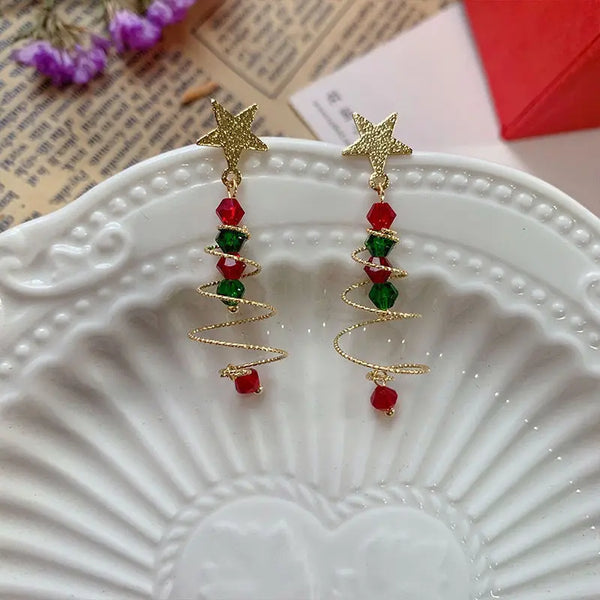 Christmas Swirling Tree Earrings