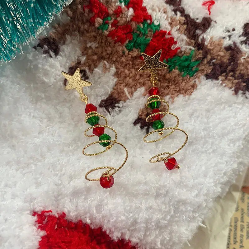 Christmas Swirling Tree Earrings