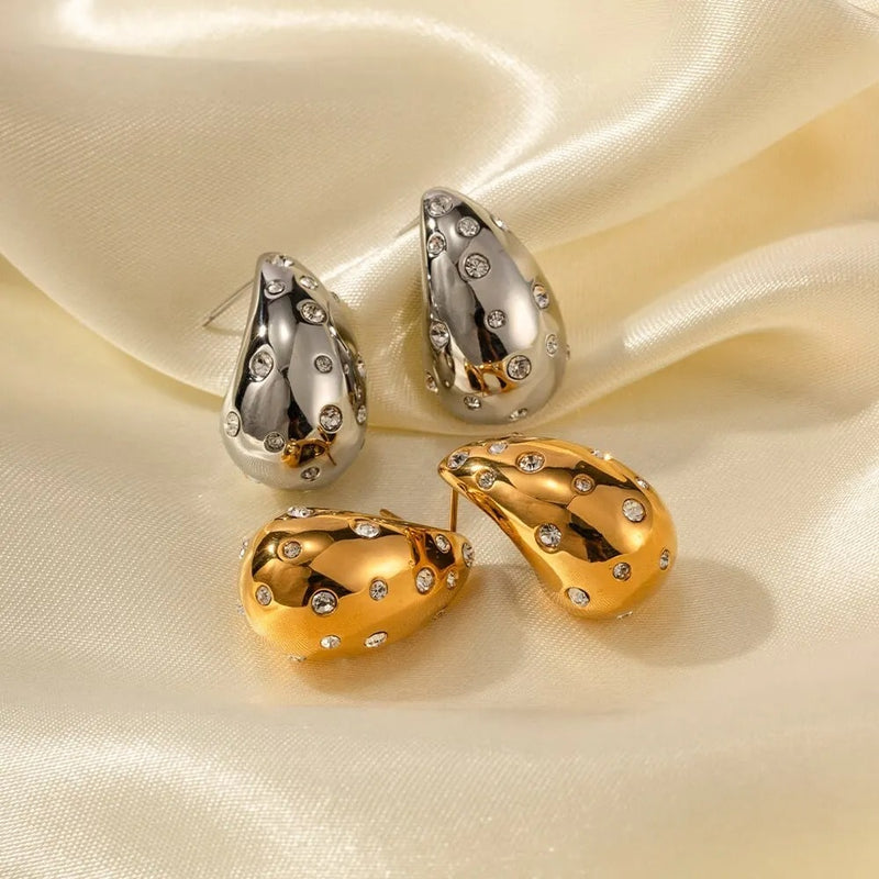 Luxury Tara Teardrop Diamond Earrings - 18K Gold & Silver Plated