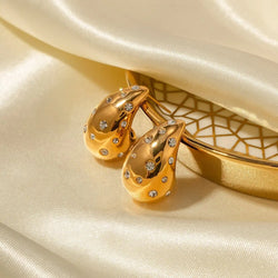 Luxury Tara Teardrop Diamond Earrings - 18K Gold & Silver Plated